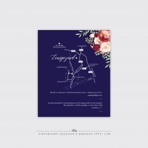 Blooming Blue Wedding Invitation Back